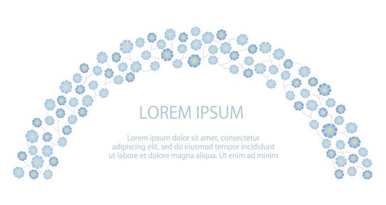 Blue Floral Arch With Text Space Isolated On A White Background, Vector Illustration.