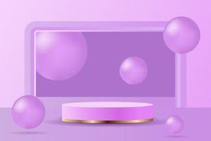 Minimal pink podium and scene with 3d render vector