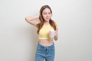 portrait beautiful Asian woman holding coffee cup or mug photo