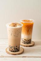 Taiwan milk tea and Thai milk tea with bubbles photo