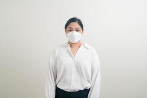 Asian woman wearing mask with white background photo