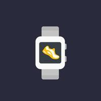 Fitness app, pedometer icon with smart watch vector