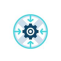 Integration process, technology, vector round icon with cogwheel