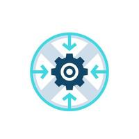 Integration process, technology, vector round icon with cogwheel