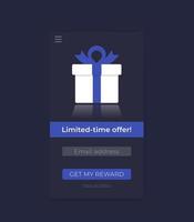 Reward page, mobile ui, vector template