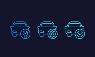 servicio de coche, reparación de iconos de línea vectorial vector