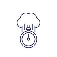 timer and cloud line icon, vector