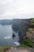 Beautiful coastline on a rainy day. Moher cliffs and athlantic ocean, Ireland photo