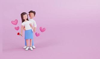 3d render couple character valentine's day background