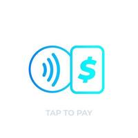 Contactless payment with card, tap to pay, vector