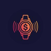 Contactless payment with smart watch icon vector