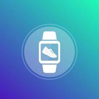 Fitness app, pedometer, step counter in smart watch icon vector