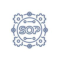 icono de sop, procedimiento operativo estándar, diseño de línea vector