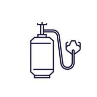 oxygen tank and mask line icon, vector