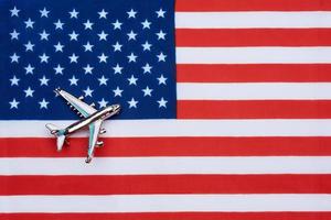 The flag of the United States and the plane.