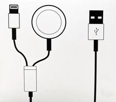 Modern magnetic charging cable on white background.