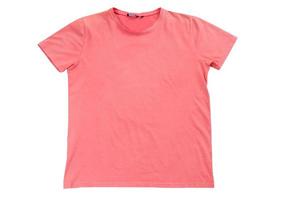 Shocking pink tshirt template ready for your own graphics, t-shirt isolated on white background mock up, pink t shirt template ready for further modification isolated on white with working path photo