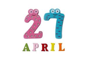 April 27 on a white background of numbers and letters.