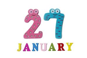 January 27 on white background, numbers and letters. photo