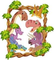 conjunto de colección de dinosaurios felices de dibujos animados vector