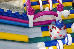 Children's inflatable slide, top view. photo