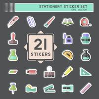 Stationery Sticker Set in trendy isolated on black background good for education vector