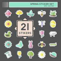 Spring Icon Set Sticker in trendy isolated on black background good for printing vector