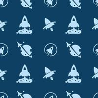 Rocket and space seamless pattern background, illustration, vector. vector