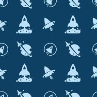 Rocket and space seamless pattern background, illustration, vector. vector