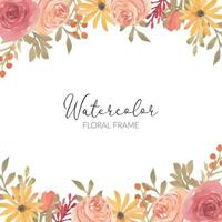 Watercolor rose floral arrangement square frame vector