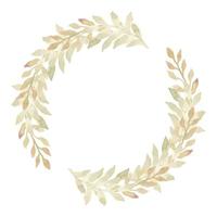 Leaf foliage watercolor circle frame wreath vector