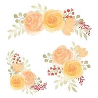 Watercolor rose floral arrangement collection vector