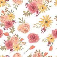 acuarela rosa flor floral de patrones sin fisuras vector