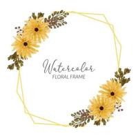 Watercolor petal flower arrangement frame vector