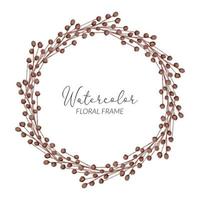 Watercolor rustic circle frame floral paint wreath vector