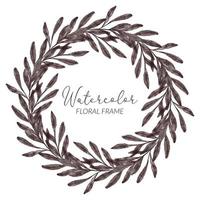 Watercolor wreath circle border with foliage leaf vector