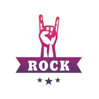 símbolo de vector de rock, signo con gesto popular de concierto de rock en blanco