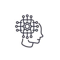 Machine learning, artificial intelligence, AI vector icon, linear