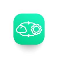 cloud technology line icon on green shape vector