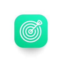 target with arrow line icon on green shape vector