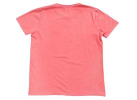 Back view of pink tshirt template ready for your own graphics, t-shirt isolated on white background mock up, pink t shirt template ready for further modification isolated on white with working path photo