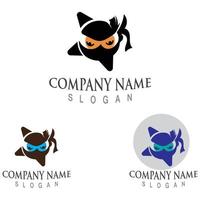 Cute ninja face logo character design template vector