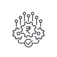 financial operations icon with rupee, line vector