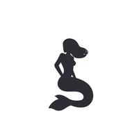 mermaid silhouette isolated on white, vector art