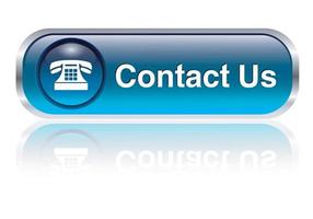Contact us, telephone icon, button, blue glossy with shadow. vector