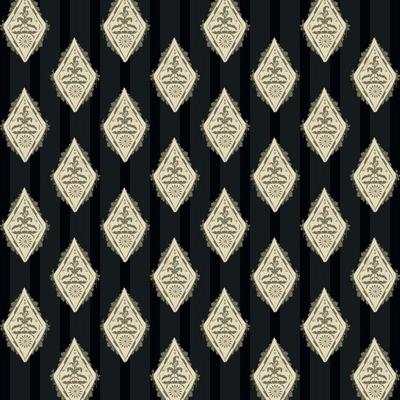 seamless elegant royal damask floral diamond pattern flower ornament black stripe background suitable for interior wallpaper printing