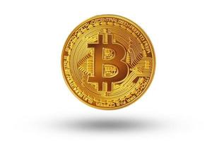 Digital money. Cryptocurrency and Golden bitcoin. Mining of Crypto Concept. Isolated on white background. photo