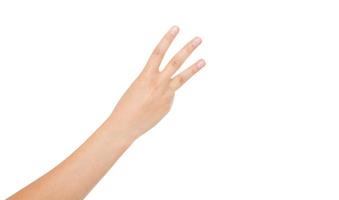 asian,korean hand show number three isolated on white background,copy space photo