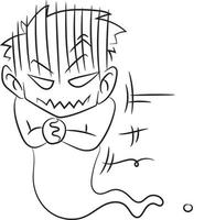 Funny ghost with evil thoughts. hand-drawn illustration manga style. vector