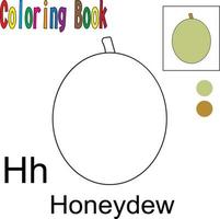 Cartoon Honeydew. Coloring book with a fruit theme. Vector illustration graphic. Good for children to learn and color.